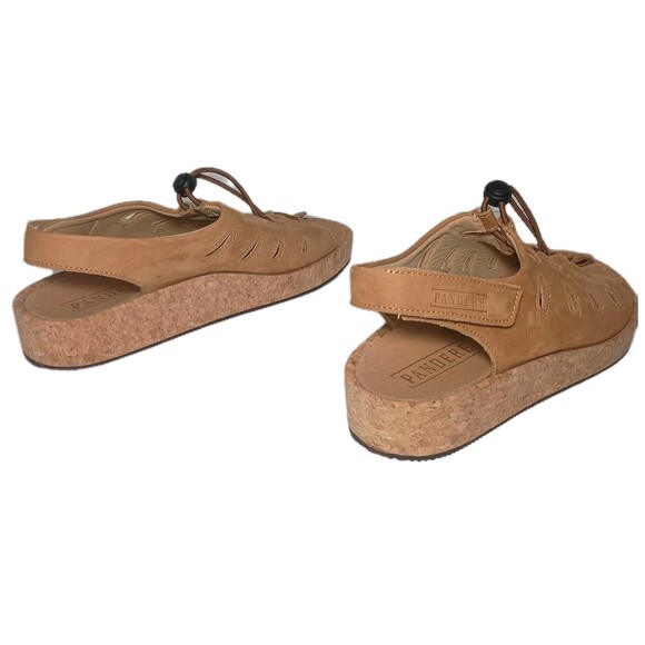 Pandere Traveler Cork Wedge Sandals 8 Tan Nubuck Leather Wide Swollen Feet - Picture 11 of 14